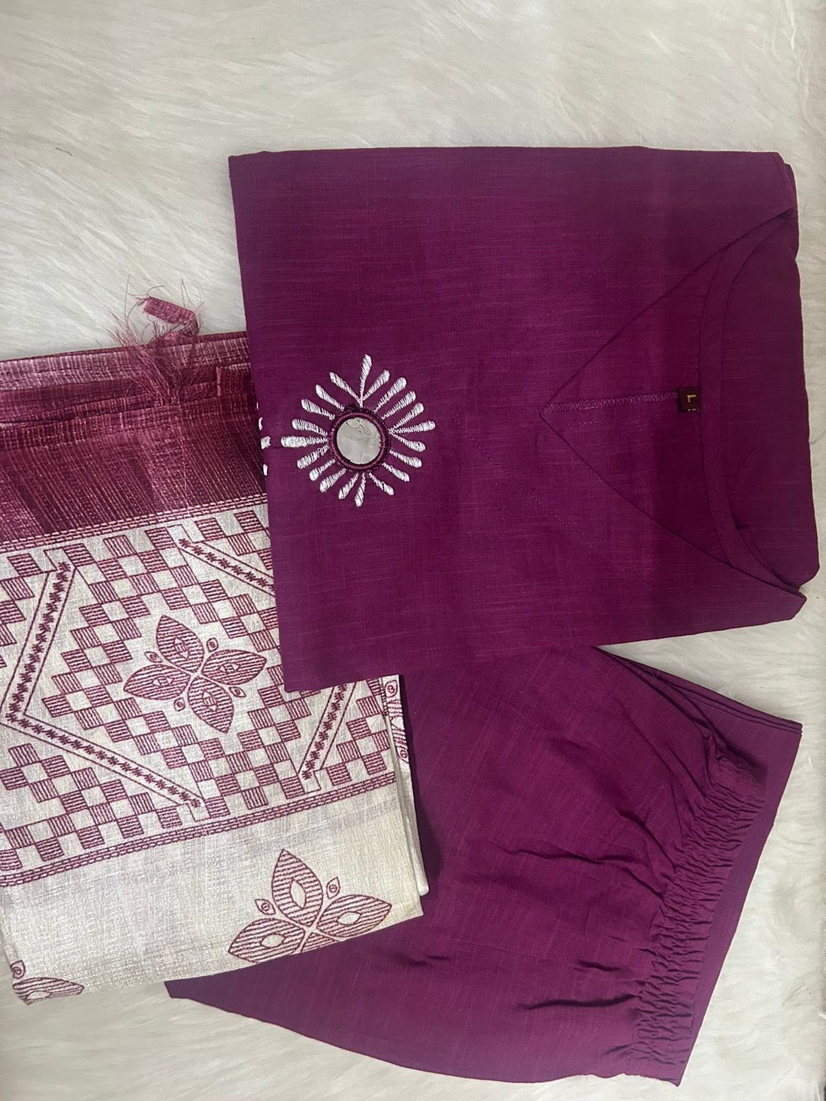 Khadi Cotton Suit Set with Digital Print Dupatta
